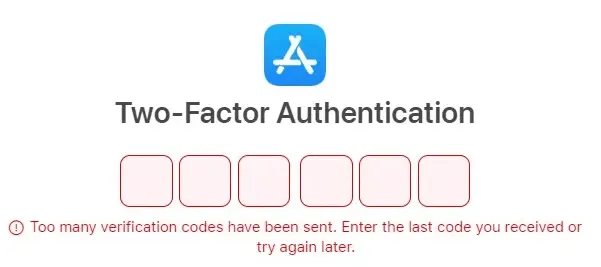 2FA Error: Too many verification codes have been sent