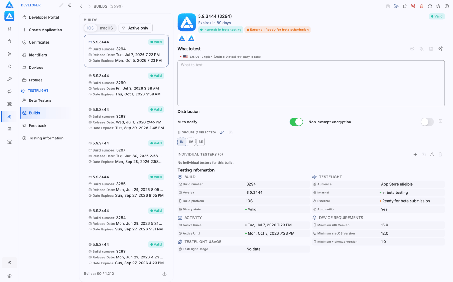 TestFlight builds in ASO.dev