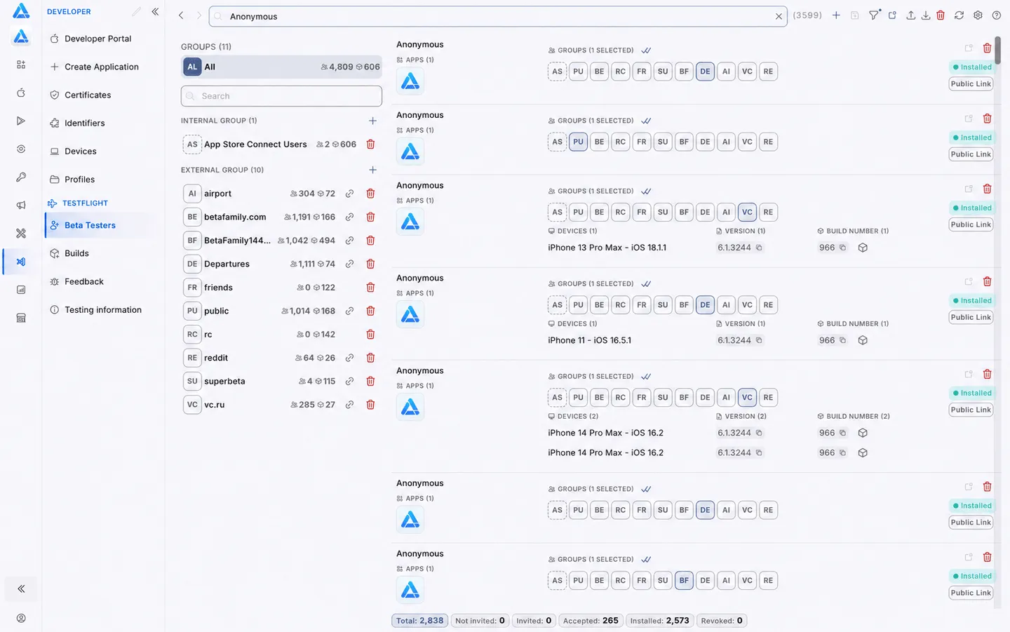 TestFlight beta testers in ASO.dev