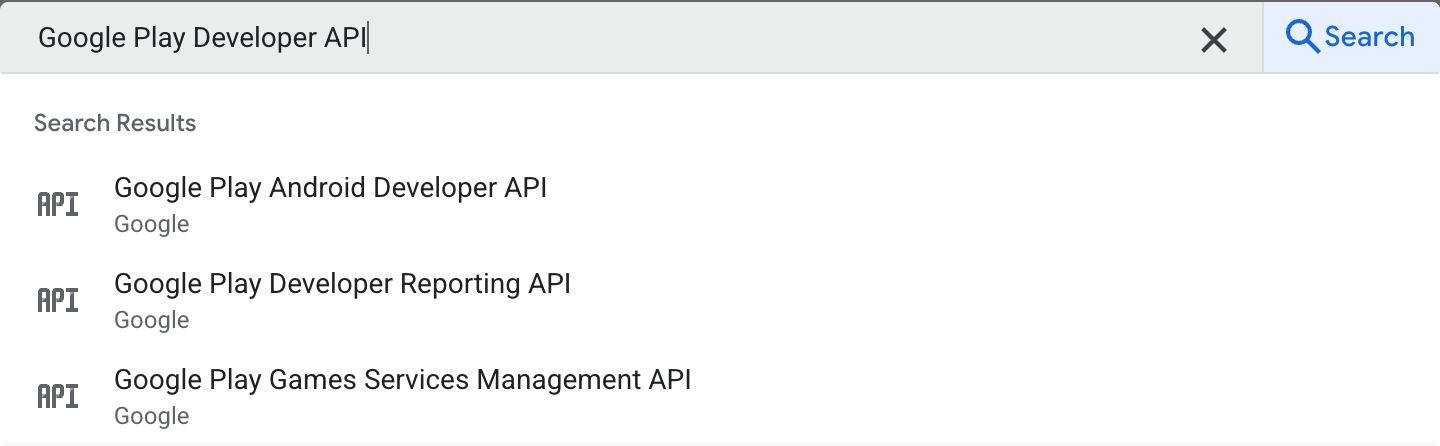 Поиск Google Play Developer API