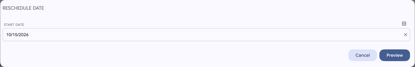Pricing: Price change Reschedule