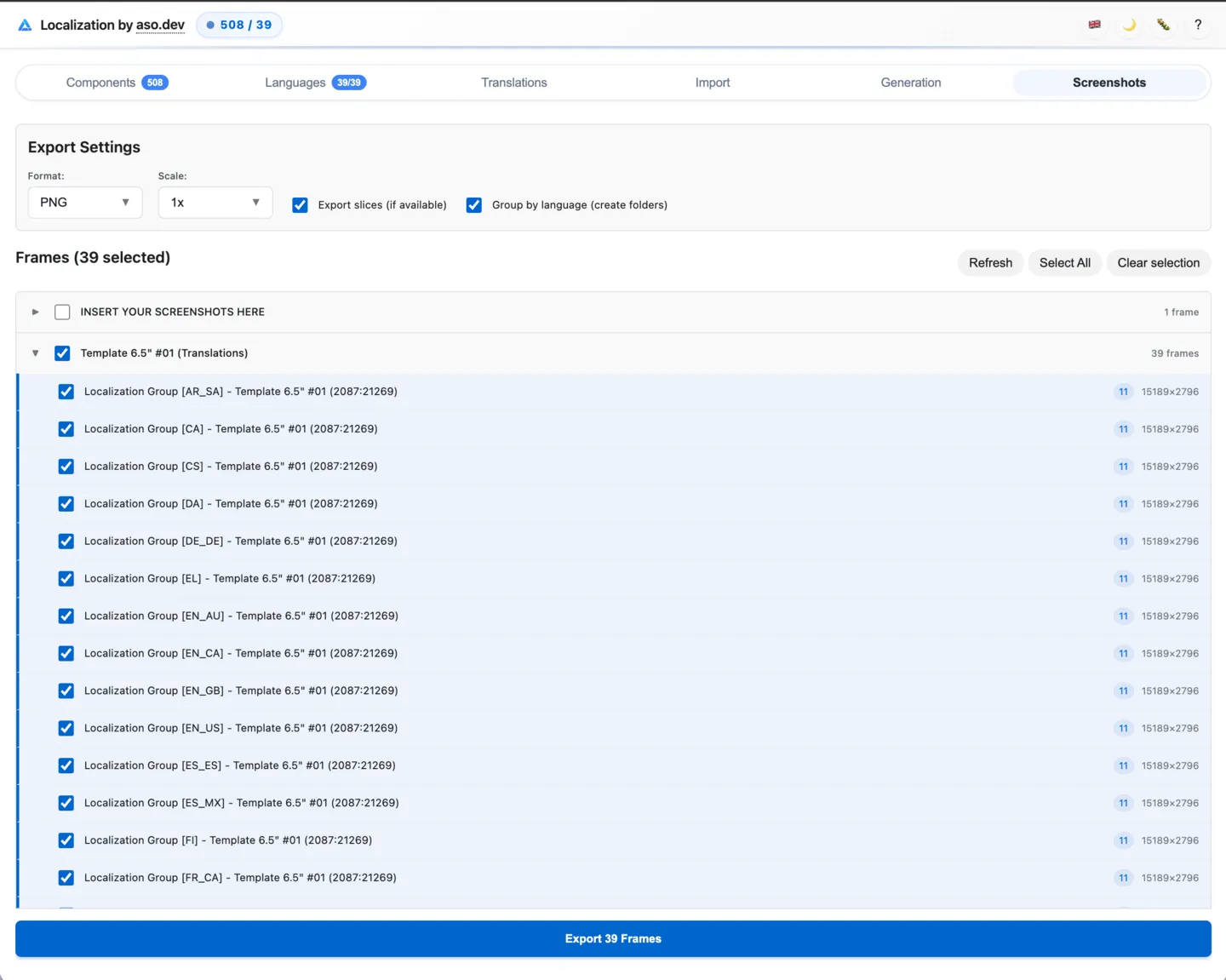 Image Export Tab