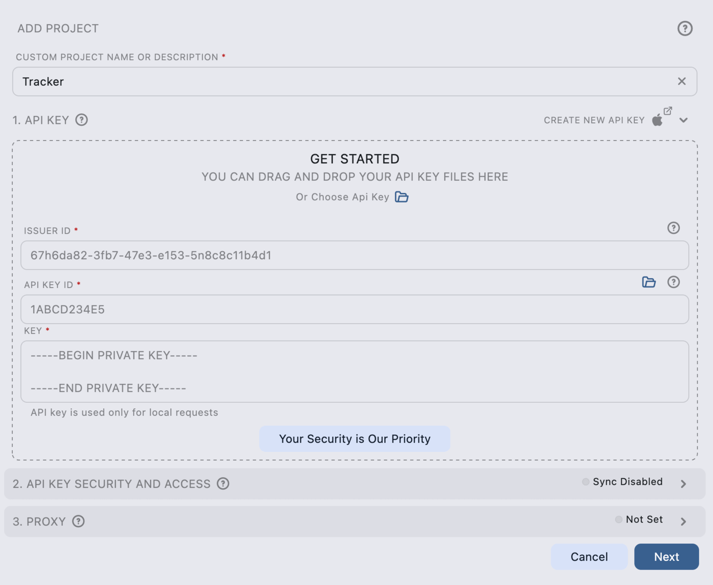 Setting Up a Project with an API Key