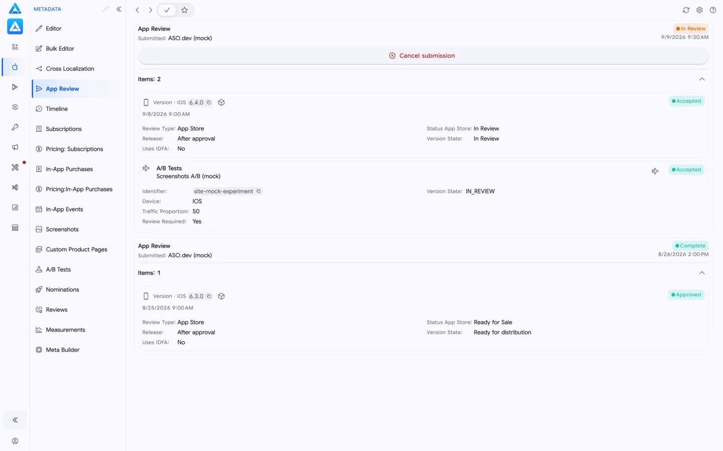 App Store Review Submissions