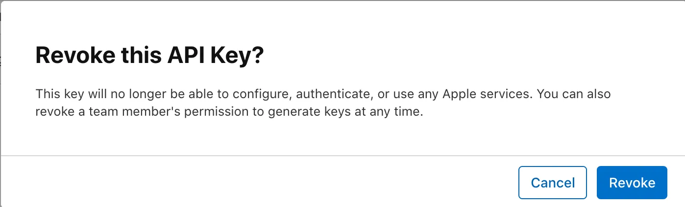 Revoke API key: Confirmation