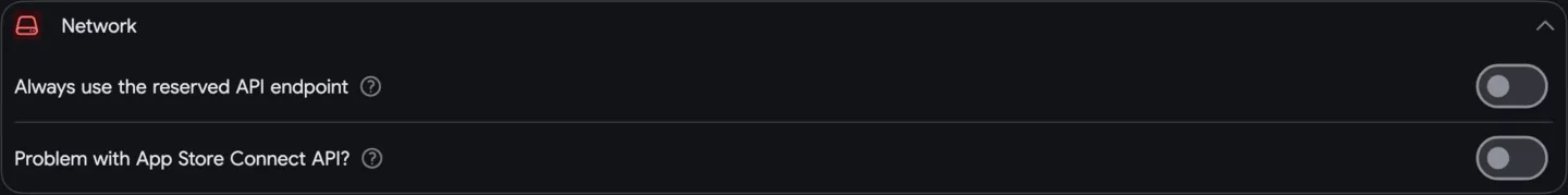Settings: App Store Connect