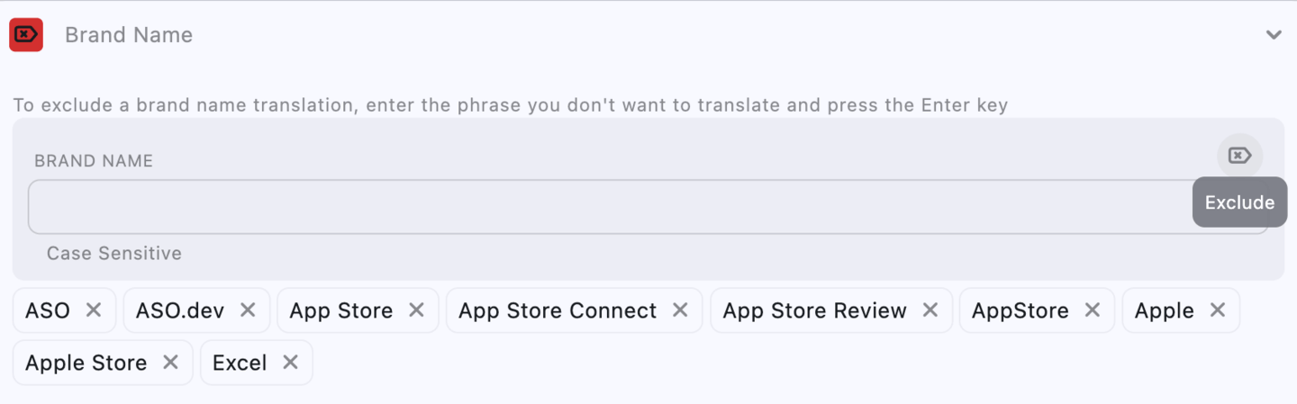Settings: Brand Names