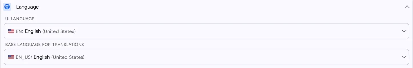Settings: Language