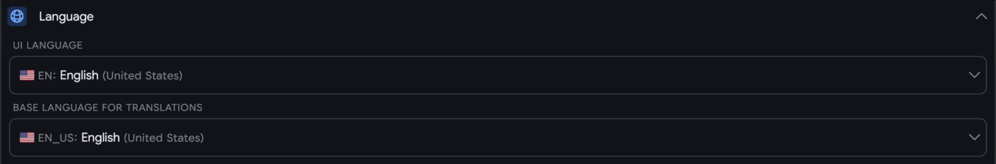 Settings: Language