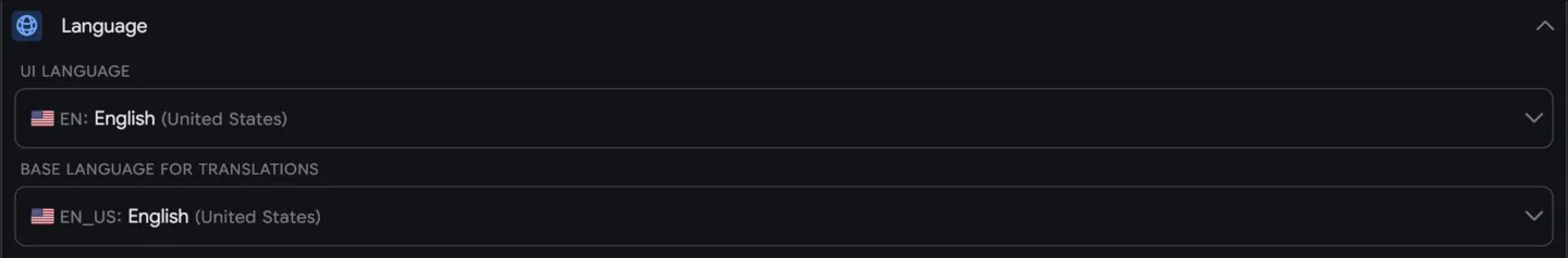Settings: Language