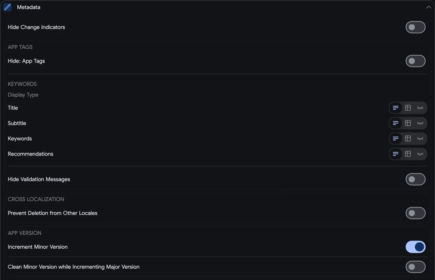 Settings: Metadata