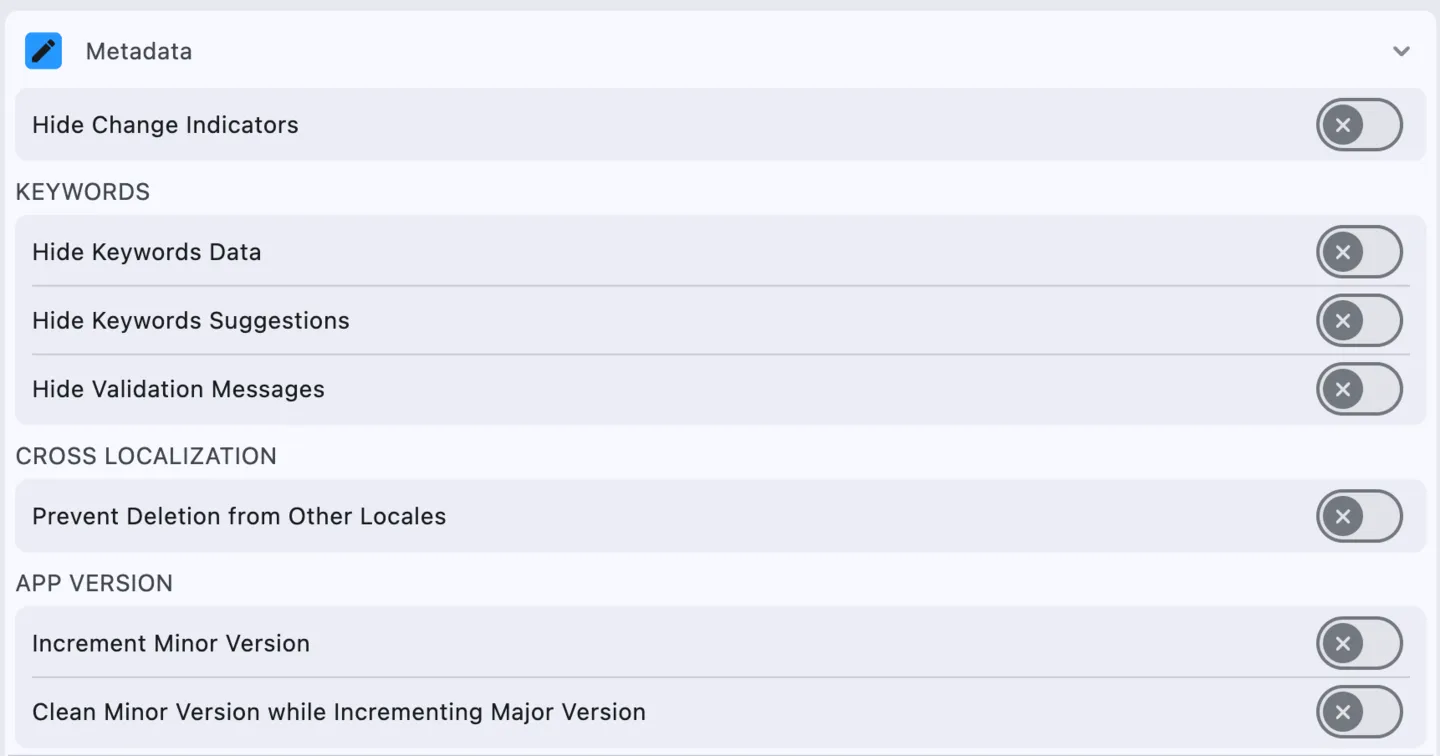 Settings: Metadata