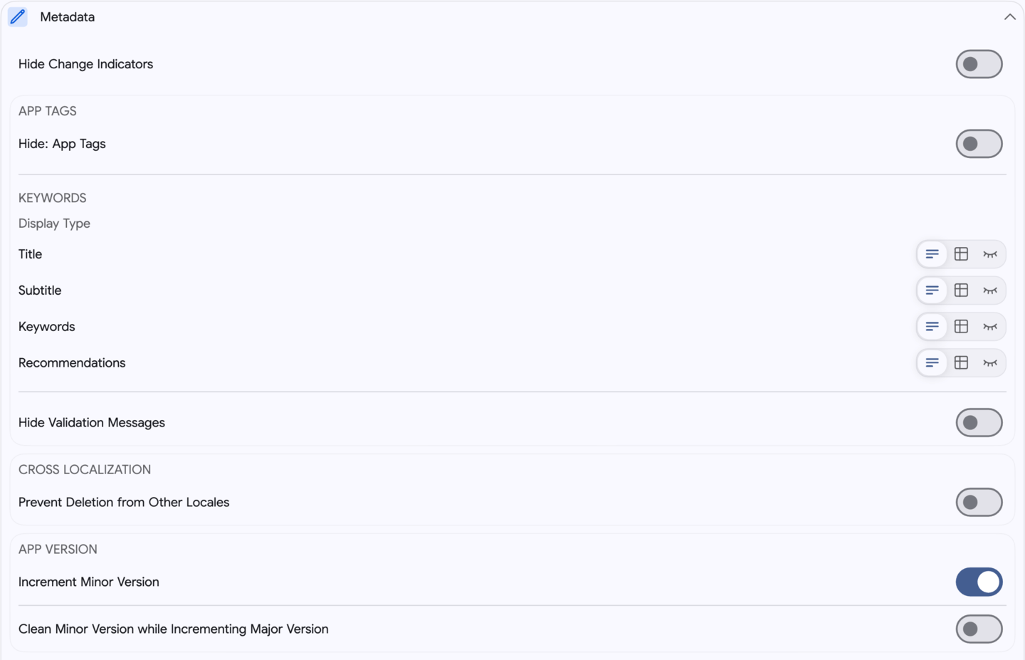 Settings: Metadata