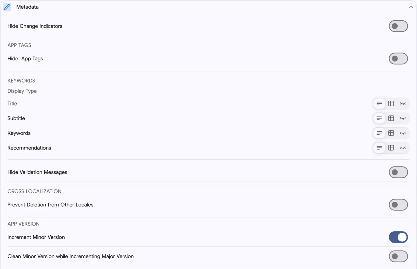 Settings: Metadata