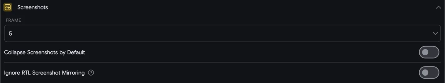Settings: Screenshots