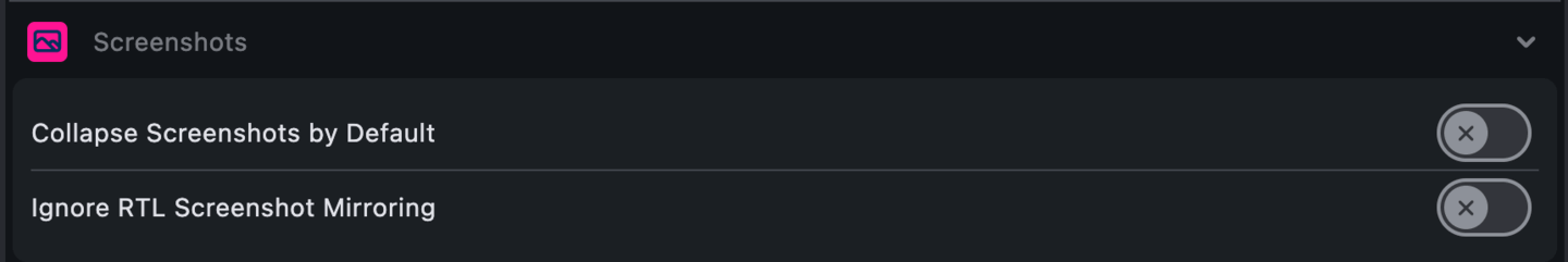 Settings: Screenshots
