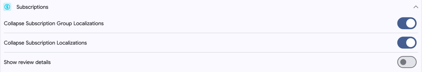 Settings: Subscription
