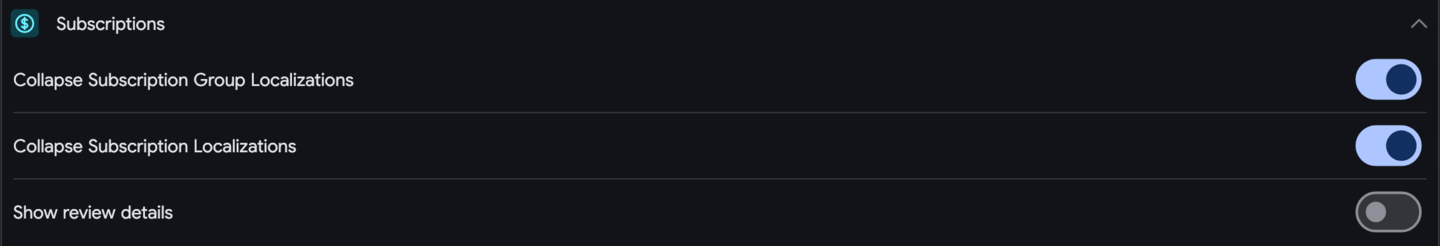 Settings: Subscription