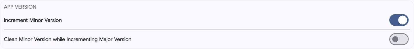 Versioning settings
