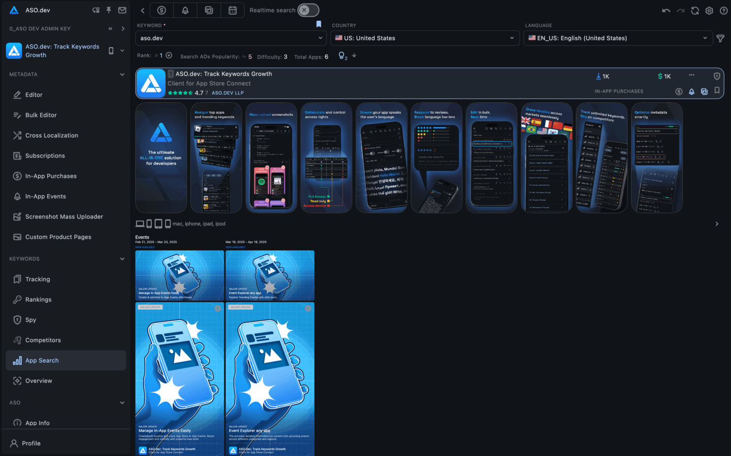 Keywords: Search App by keyword