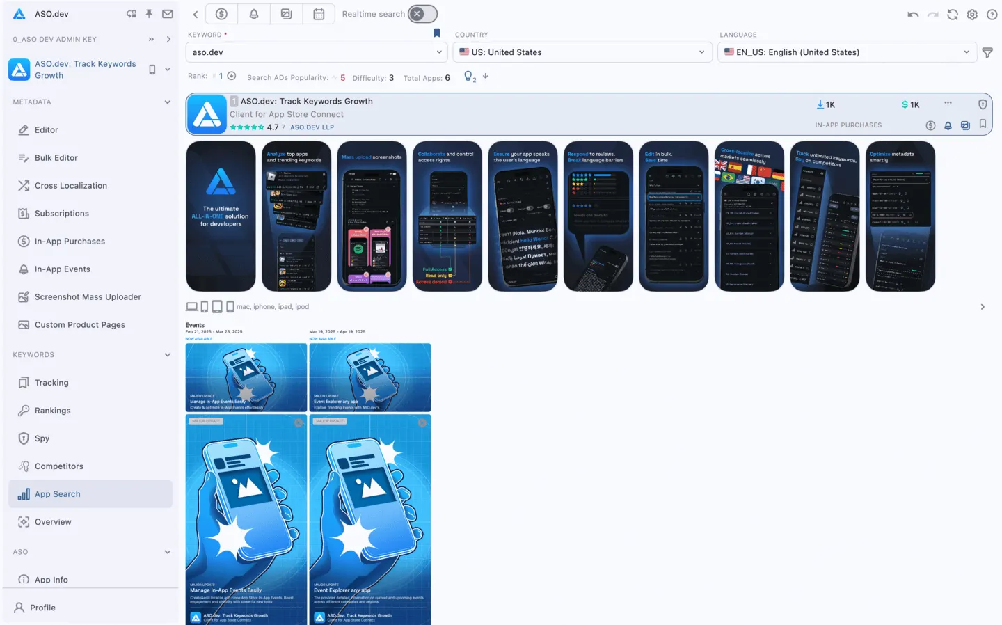 Keywords: Search App by keyword